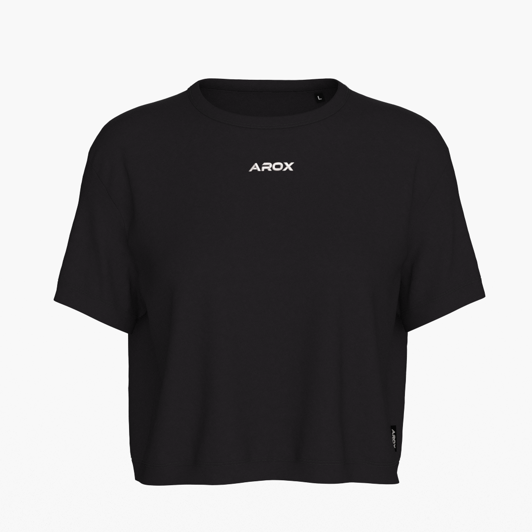 SportsTech kvinde box crop t-shirt sort